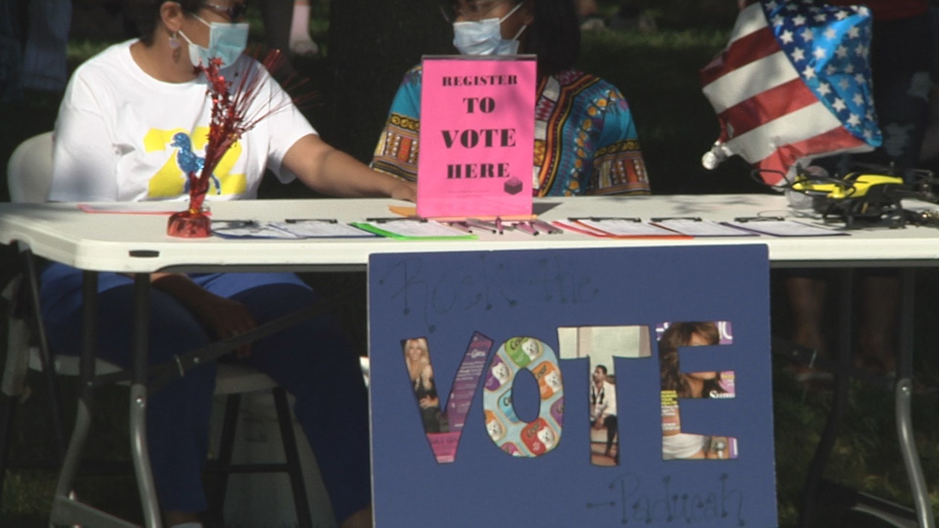Registering people to vote before the march